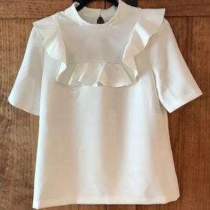 Banana Republic Mock Neck Ruffle Top